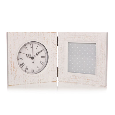 Shruti White Photo Frame with Clock