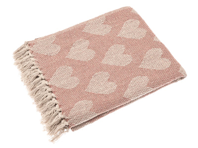 Recycled Cotton Heart Throw, Pink