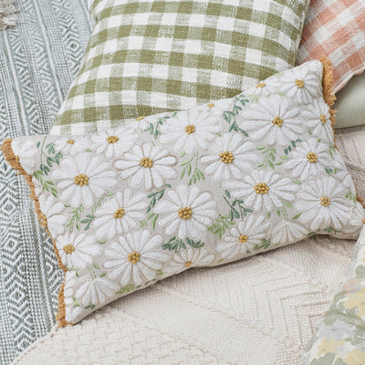 Embroidered Marguerite Cushion