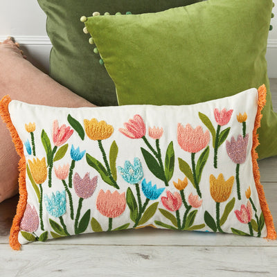 Embroidered Tulip Cushion