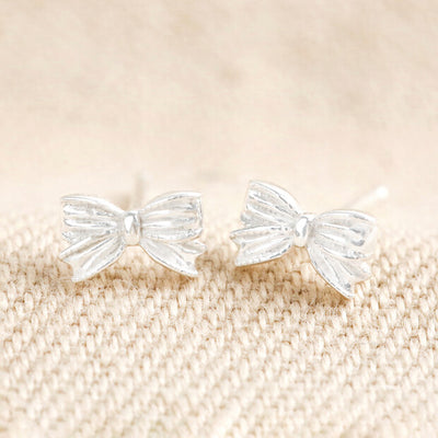 Sterling Silver Tiny Bow Stud Earrings