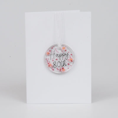 80th Birthday Hanging Glass Greeting Card