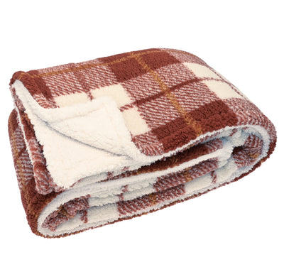 Cosy Check Throw, Cognac