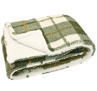 Cosy Check Throw, Olive