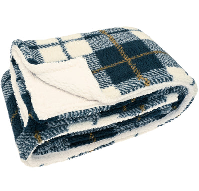 Cosy Check Throw, Slate Blue