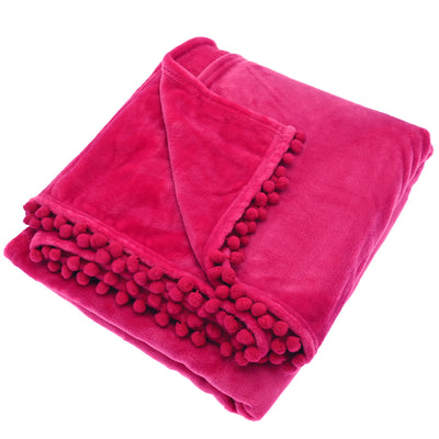Cashmere Touch Fleece Throw, Hot Pink
