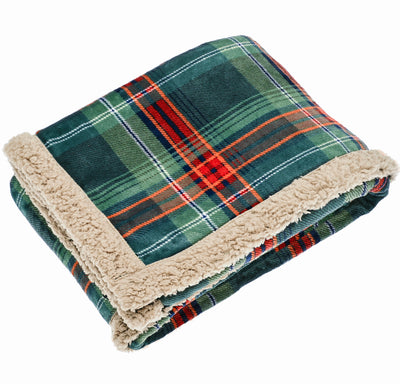 Check Sherpa Throw, Green