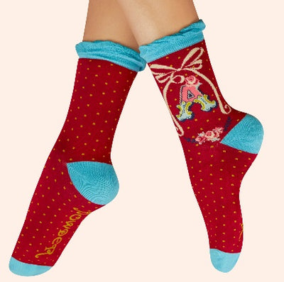 Letter A Ankle Socks by Powder