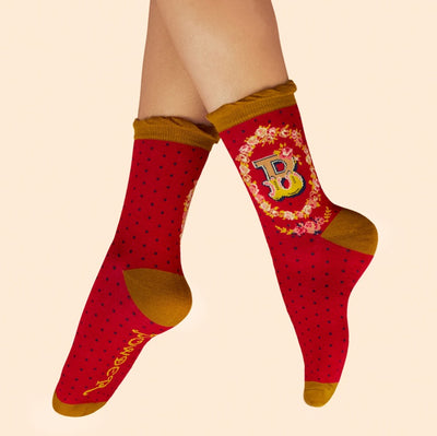 Letter B Ankle Socks by Powder