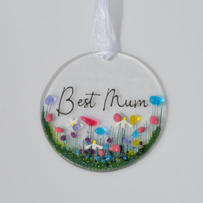 Wildflower Glass Hanging Decoration - Best Mum