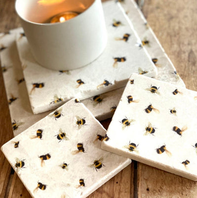 Busy Bees Natural Marble Stone Coaster