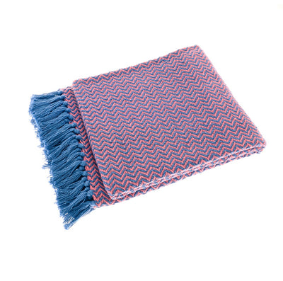 Festival Recycled Cotton Throw, Blue-Pink