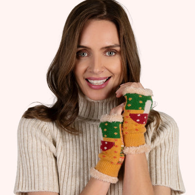 Mustard Toadstool Wrist Warmers by Powder