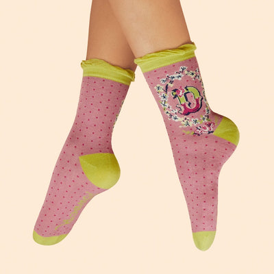 Letter D Ankle Socks by Powder