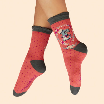 Letter E Ankle Socks by Powder