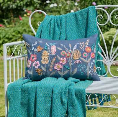 Midnight Garden Embroidered Cushion