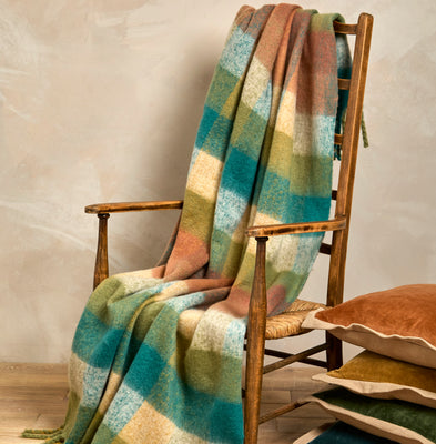 Faux Mohair Check Throw