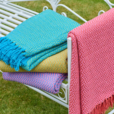Festival Recycled Cotton Throw, Blue-green