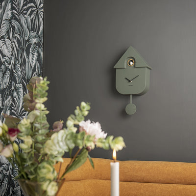 Modern Cuckoo Wall Clock, Forest Green