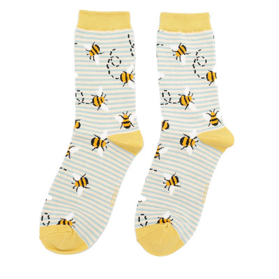 Miss Sparrow Bees Stripe Print Sock