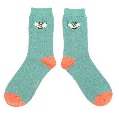 Miss Sparrow Embroidered Bumble Bee Print Socks