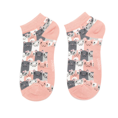 Miss Sparrow Happy Cats Print Trainer Socks