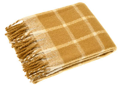 Faux Mohair Chequered Throw, Ochre