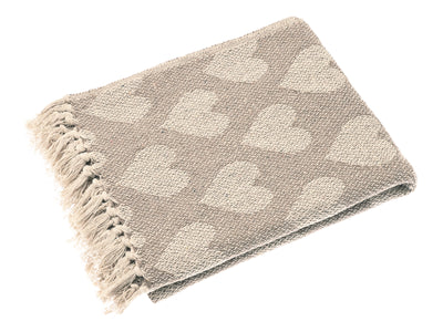 Recycled Cotton Heart Throw, Natural