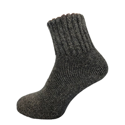 Joya Men's Dark Grey Thick Wool Blend Socks with Ribbed Cuff