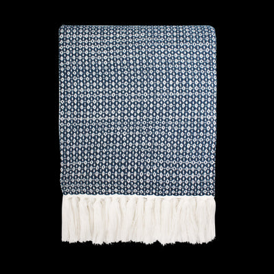 Shruti Navy and White Woven Throw