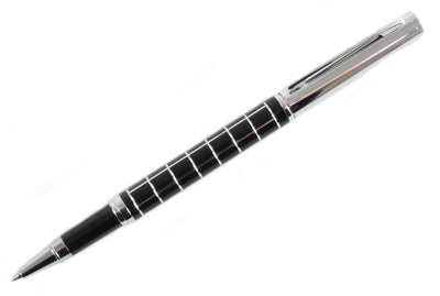 Black and Chrome Checker Roller Ball Pen