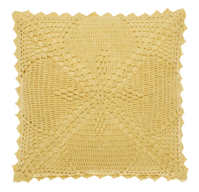 Pale Ochre Crochet Cushion