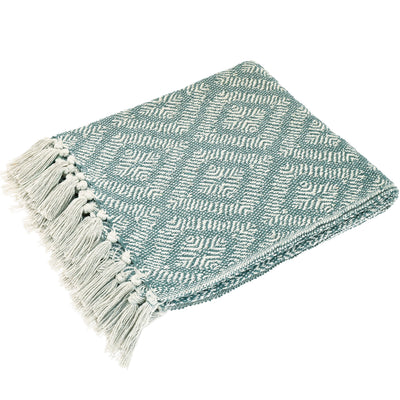 Diamond Recycled Throw, Sea Blue