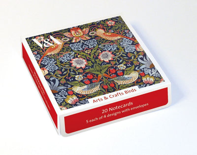 Set of 20 Notecards and Envelopes  - Arts and Crafts Birds