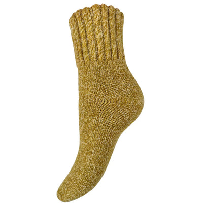 Mustard Thick Wool Blend Socks with Ribbed Cuff