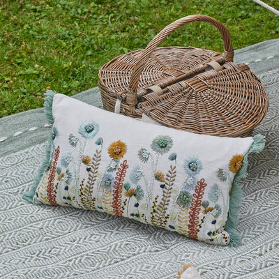 Embroidered Wildflower Cushion