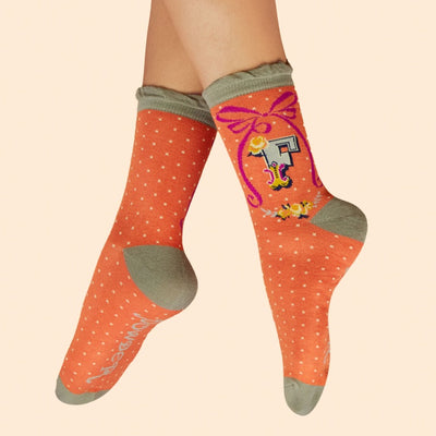 Letter F Ankle Socks by Powder