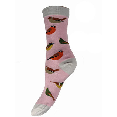 Joya Pink Birds Bamboo Socks