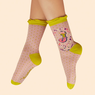 Letter J Ankle Socks by Powder