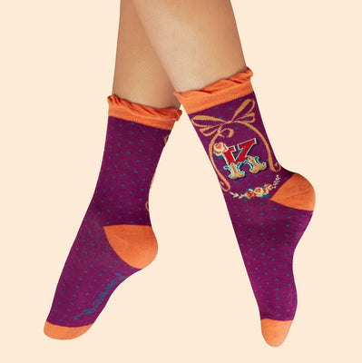 Letter K Ankle Socks by Powder