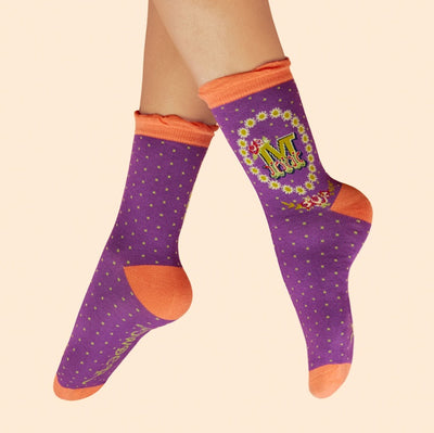 Letter M Ankle Socks by Powder