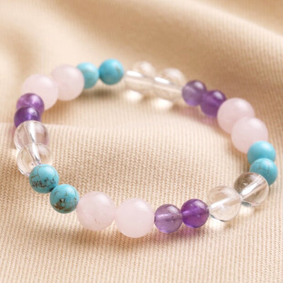 Positive Energy Semi-Precious Stone Beaded Bracelet in Pink