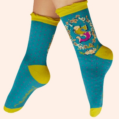 Letter S Ankle Socks by Powder