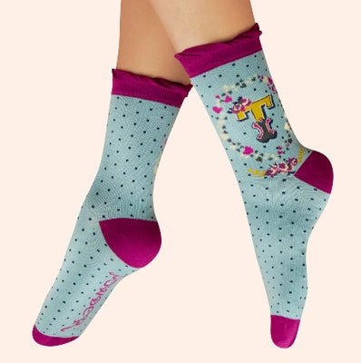 Letter T Ankle Socks by Powder