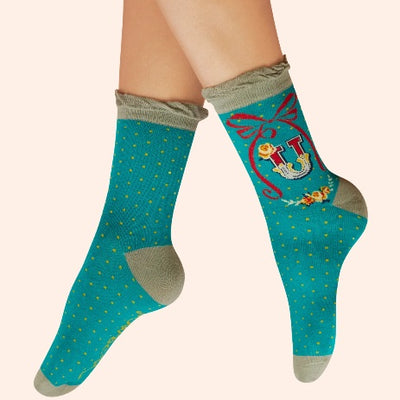 Letter U Ankle Socks by Powder
