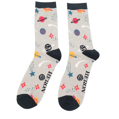 Mr Heron Space Socks Silver