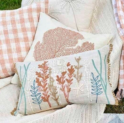 Coral Reef Embroidered Cushion