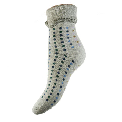 Joya Grey Cuff Socks With Coloured Dots