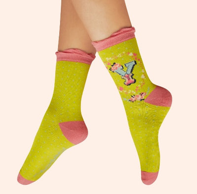 Letter Y Ankle Socks by Powder