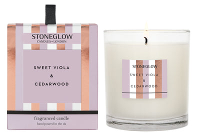 Sweet Viola and Cedarwood Candle by Stoneglow